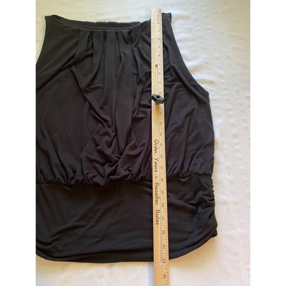 Max Edition Black Sleeveless Blouse Women’s XL Draped Pleated Front Relaxed Fit - Picture 6 of 12